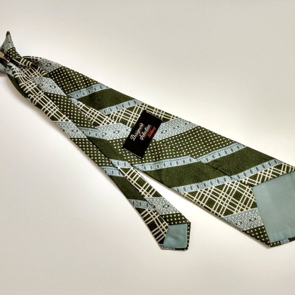 Vintage 60s 70s Green Clip-On Necktie Retro Neck Tie - Picture 3 of 9